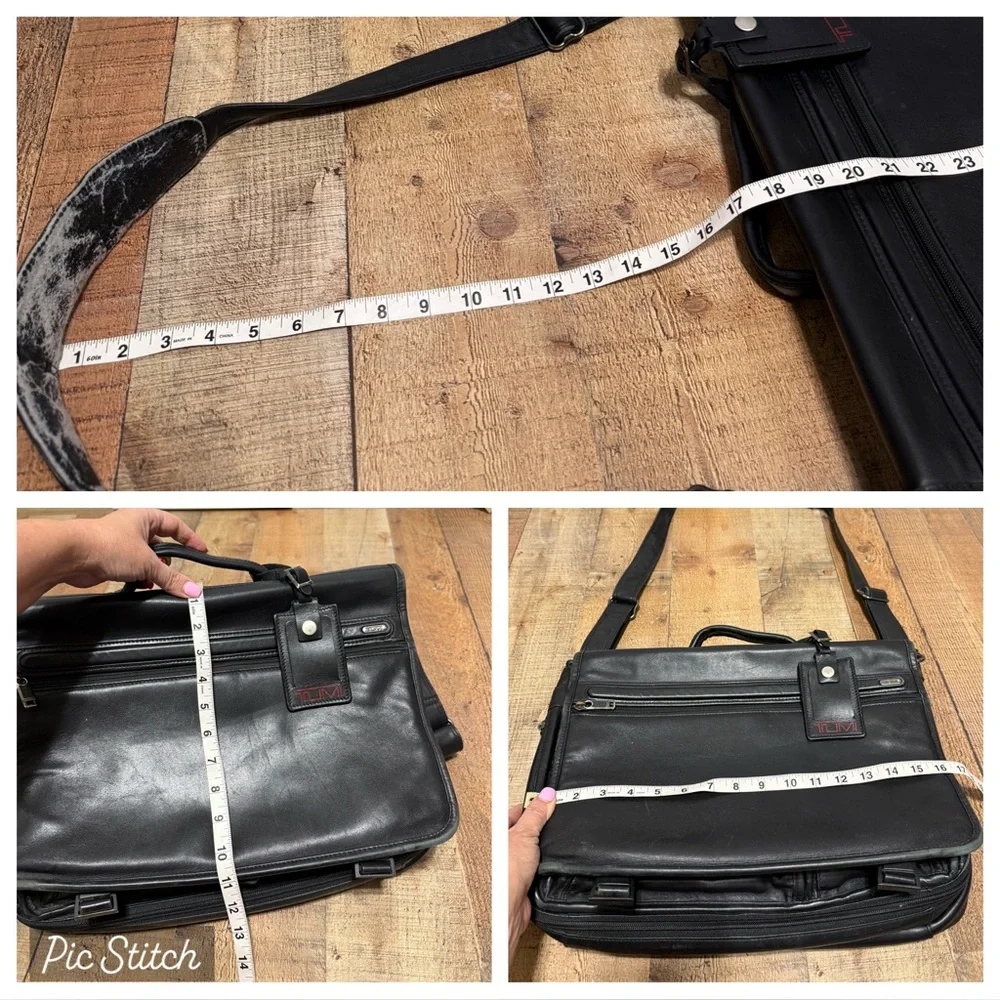 TUMI Alpha Nappa Leather Flap Expandable Briefcase Black Messenger Bag Has Flaws